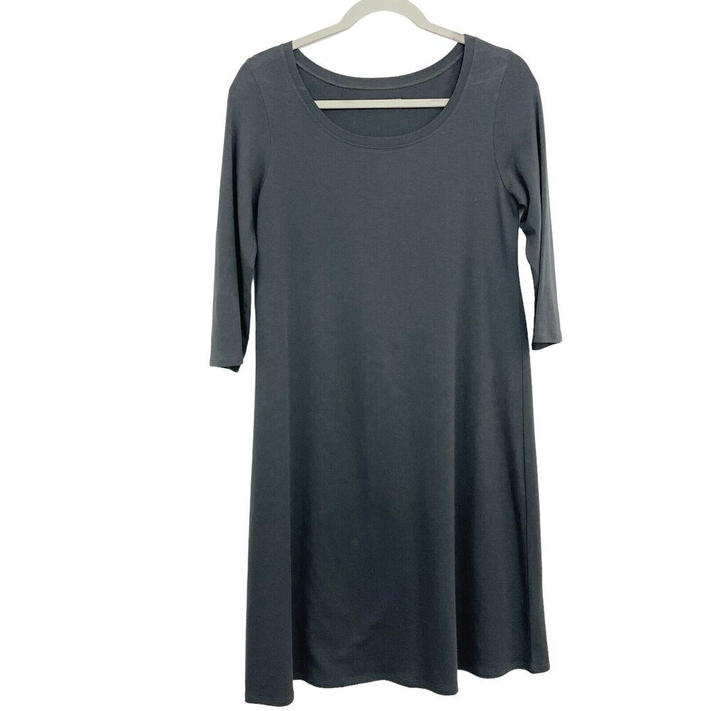 Eileen Fisher Organic Cotton Jersey T-Shirt Dress Small Nocturne Gray